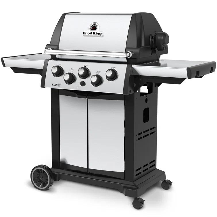 Broil King Signet 390 3-Burner Grill in Stainless Steel with Side Burner and Rear Rotisserie Burner