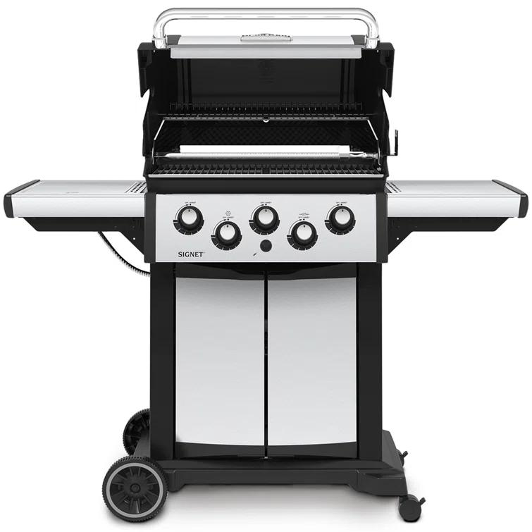Broil King Signet 390 3-Burner Grill in Stainless Steel with Side Burner and Rear Rotisserie Burner