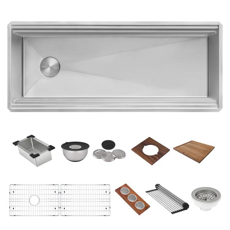 Ruvati 45-inch Stainless Steel Workstation Two-Tiered Ledge Undermount Kitchen Sink