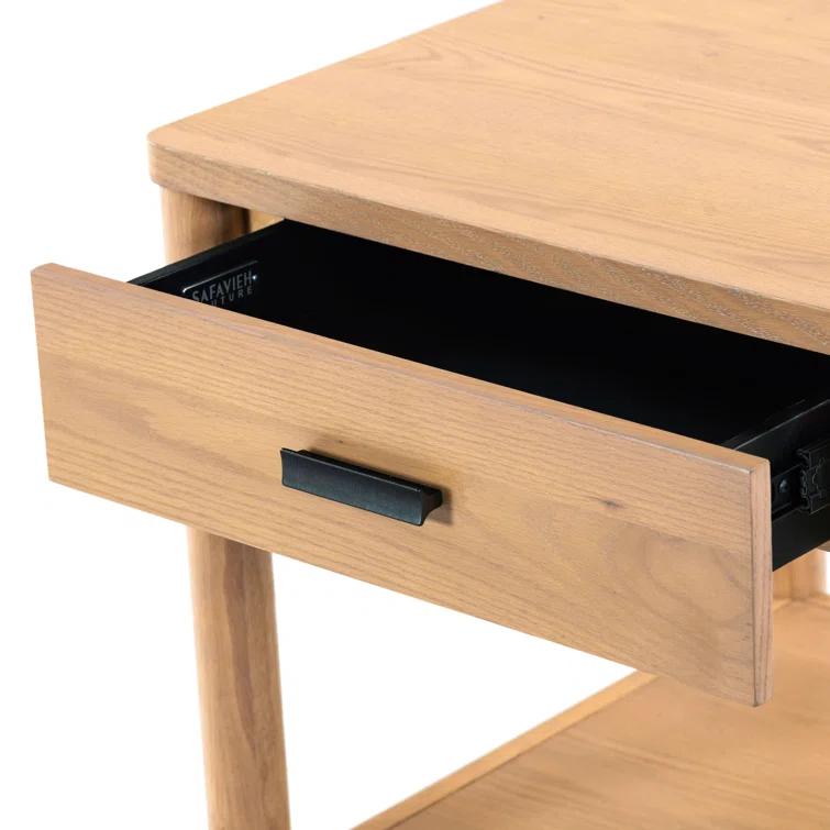 Safavieh Jaylessa Solid Wood 1 Drawer End Table in Natural