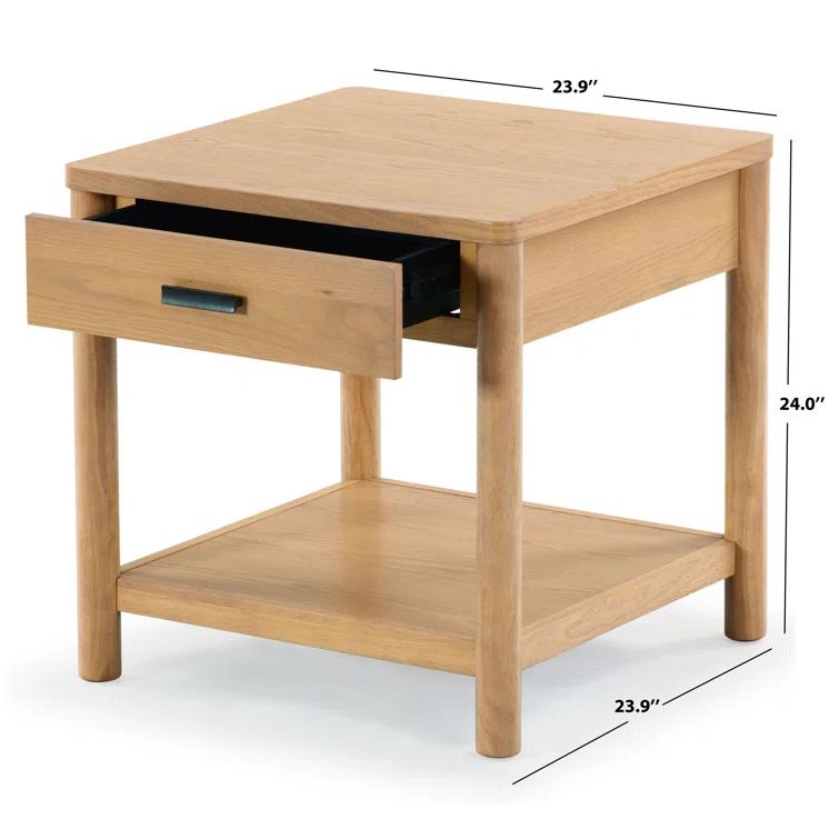 Safavieh Jaylessa Solid Wood 1 Drawer End Table in Natural