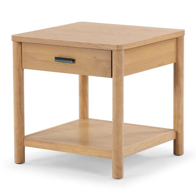 Safavieh Jaylessa Solid Wood 1 Drawer End Table in Natural
