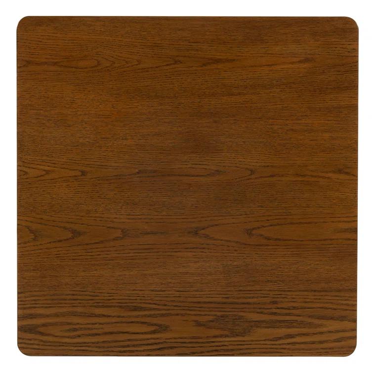 Medium Oak Wood and Metal End Table with Storage Drawer