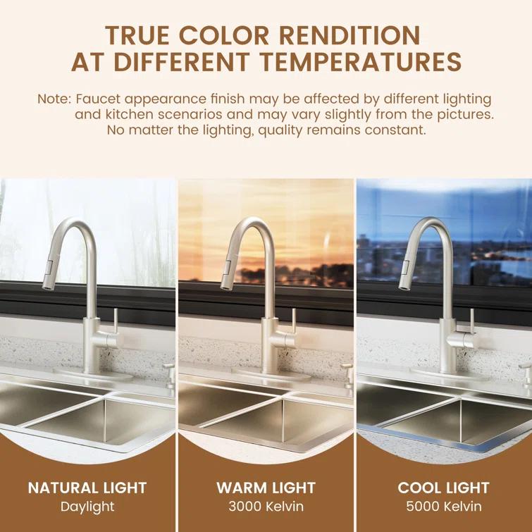 Willow Single-Handle Pull Down Sprayer Kitchen Faucet with Infrared Sensor, Soap Dispenser and Deck Plate