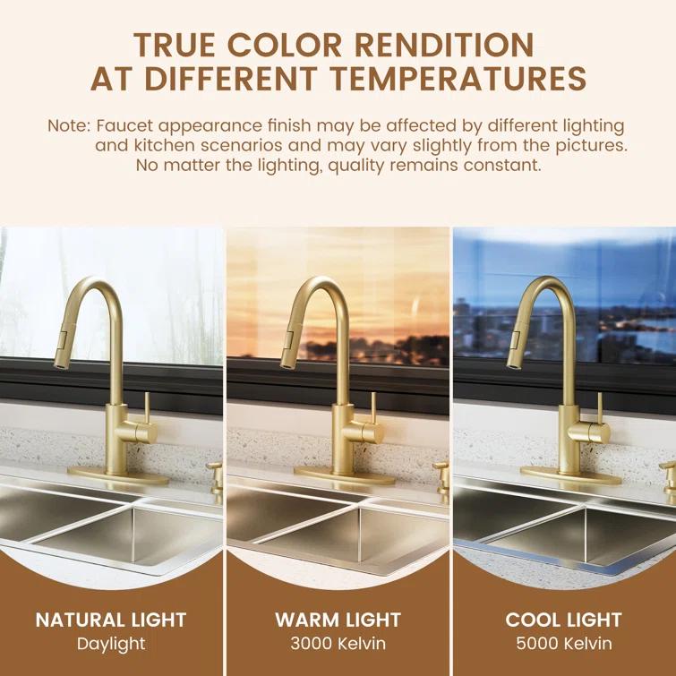 Willow Single-Handle Pull Down Sprayer Kitchen Faucet with Infrared Sensor, Soap Dispenser and Deck Plate