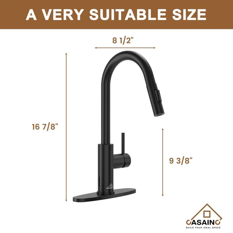 Willow Single-Handle Pull Down Sprayer Kitchen Faucet with Infrared Sensor, Soap Dispenser and Deck Plate