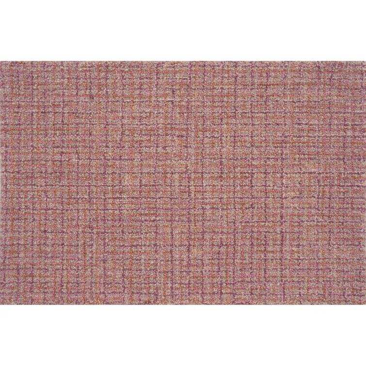 Bryn Hand-Tufted Loop Pile Wool Tweedy Plaid Textured Solid Area Rug Spice Orange Rose Burgundy Tan