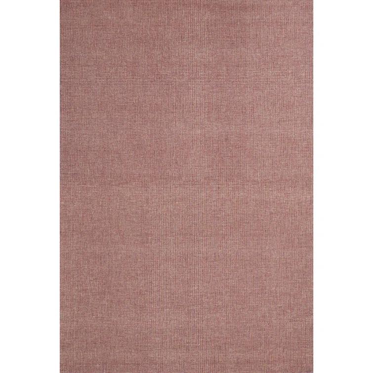 Bryn Hand-Tufted Loop Pile Wool Tweedy Plaid Textured Solid Area Rug Spice Orange Rose Burgundy Tan