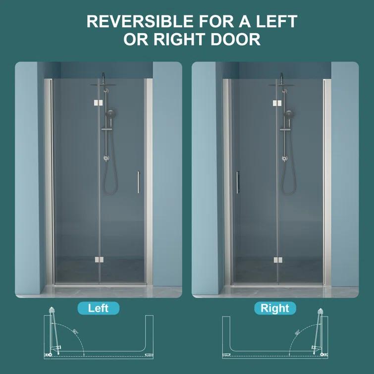 walterwork WYDHF170782Q 36"W x 72"H Folding Tempered Glass Shower Door