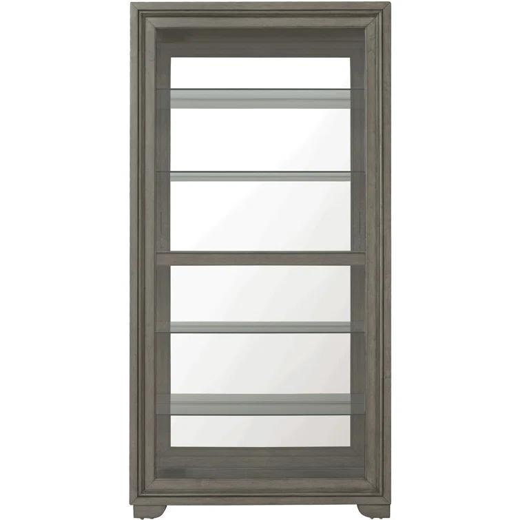 Pulaski Furniture Modern Wood Framed 5-Shelf Sliding Door Curio With LED Light