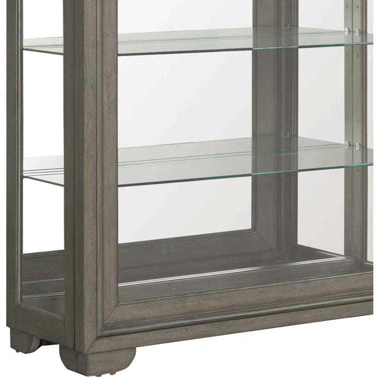 Pulaski Furniture Modern Wood Framed 5-Shelf Sliding Door Curio With LED Light