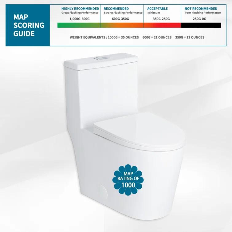 17" Comfort Height StandardToilet, Dual-Flush Modern Elongated One-Piece Toilet with Glazed Surface (Seat lncluded)