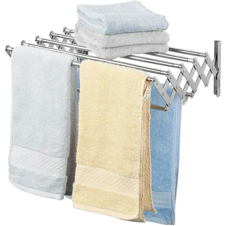 JASODI F07TG7H1NK Stainless Steel Space-Saving Towel Rack, Wall Mounted Retractable Huge Capacity Drying Rack