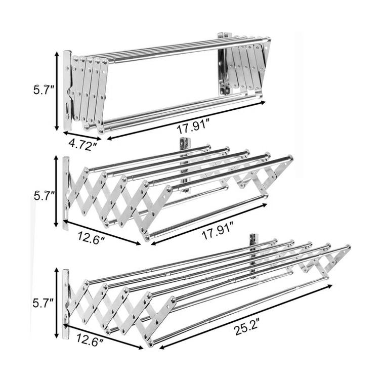 JASODI F07TG7H1NK Stainless Steel Space-Saving Towel Rack, Wall Mounted Retractable Huge Capacity Drying Rack