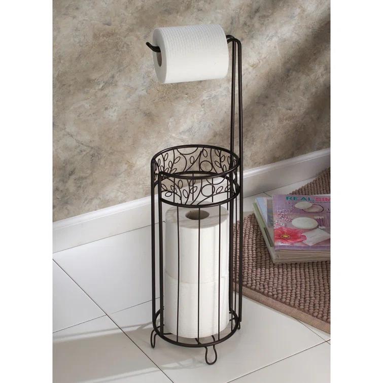 iDesign Twigz Steel Free-Standing Toilet Paper Storage Dispenser - 7" x 7" x 25", Bronze