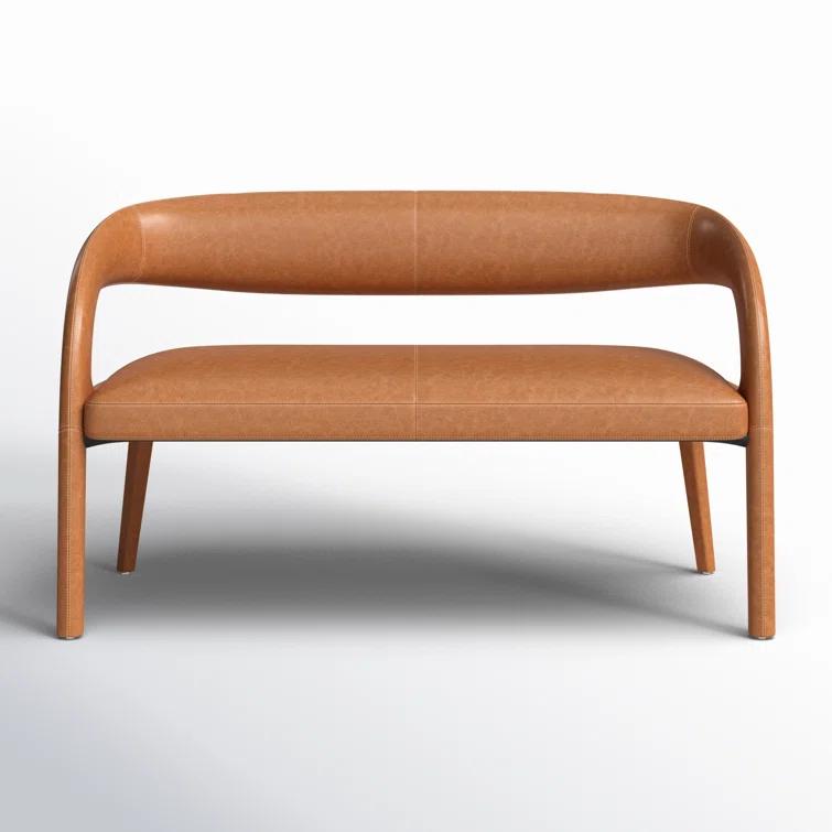 Sonoma Butterscotch Genuine Leather 55" Modern Dining Bench
