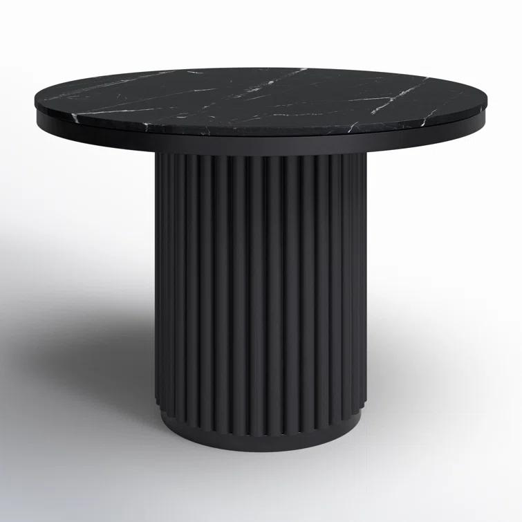 Tiago Round Dining Table - Black Marble