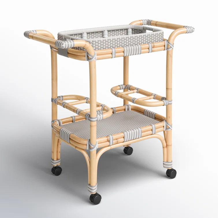 Butler Selena Grey & White Rattan Bar Cart