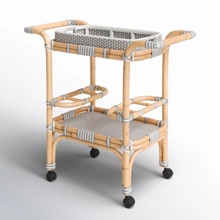Butler Selena Grey & White Rattan Bar Cart