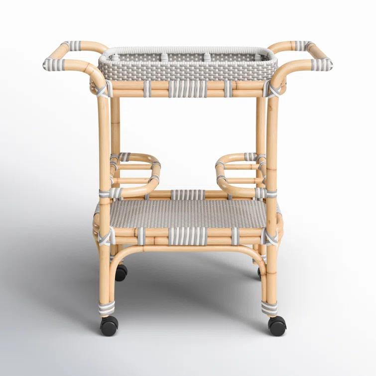Butler Selena Grey & White Rattan Bar Cart