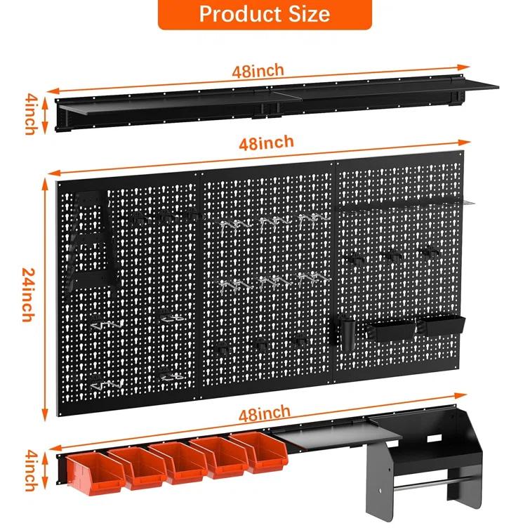 Metal Pegboard Wall Organizer – 4ft Wide