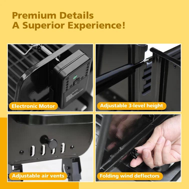 Brand-Man 2 in 1 Charcoal Grill with Rotisserie Grill Kit, Portable ‎Enameled Steel Barbecue Grill, Stainless Steel Spit Roaster with Motor & Adjustable Height for Backyard Camping Patio Tailgating