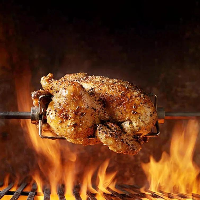 Brand-Man 2 in 1 Charcoal Grill with Rotisserie Grill Kit, Portable ‎Enameled Steel Barbecue Grill, Stainless Steel Spit Roaster with Motor & Adjustable Height for Backyard Camping Patio Tailgating