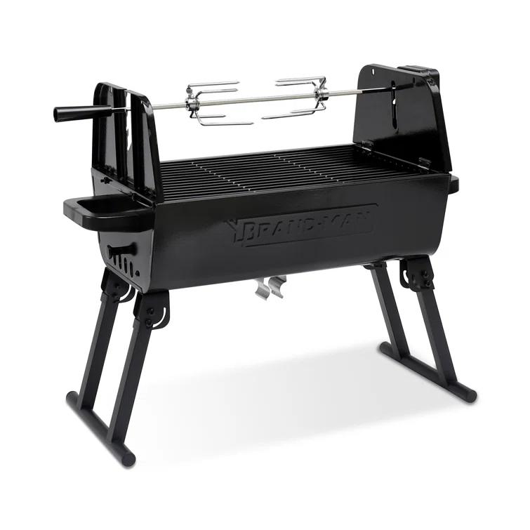 Brand-Man 2 in 1 Charcoal Grill with Rotisserie Grill Kit, Portable ‎Enameled Steel Barbecue Grill, Stainless Steel Spit Roaster with Motor & Adjustable Height for Backyard Camping Patio Tailgating