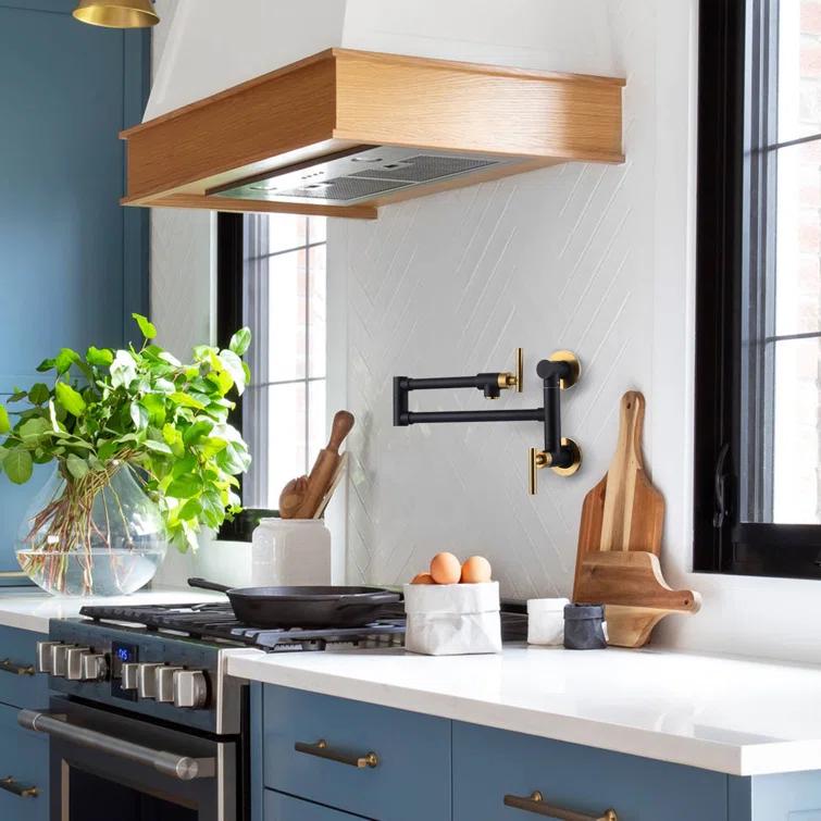 ARCORA ARCORA Single Hole Two Attachment Brass Wall Mounted Pot Filler Kitchen Faucet with Double-Handle AR7108800GB