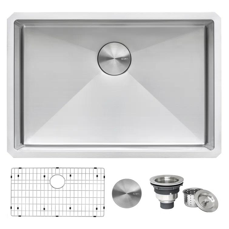 Ruvati RVH7250 Ruvati 28-inch Undermount 16 Gauge Stainless Steel Kitchen Sink Rounded Corners Single Bowl