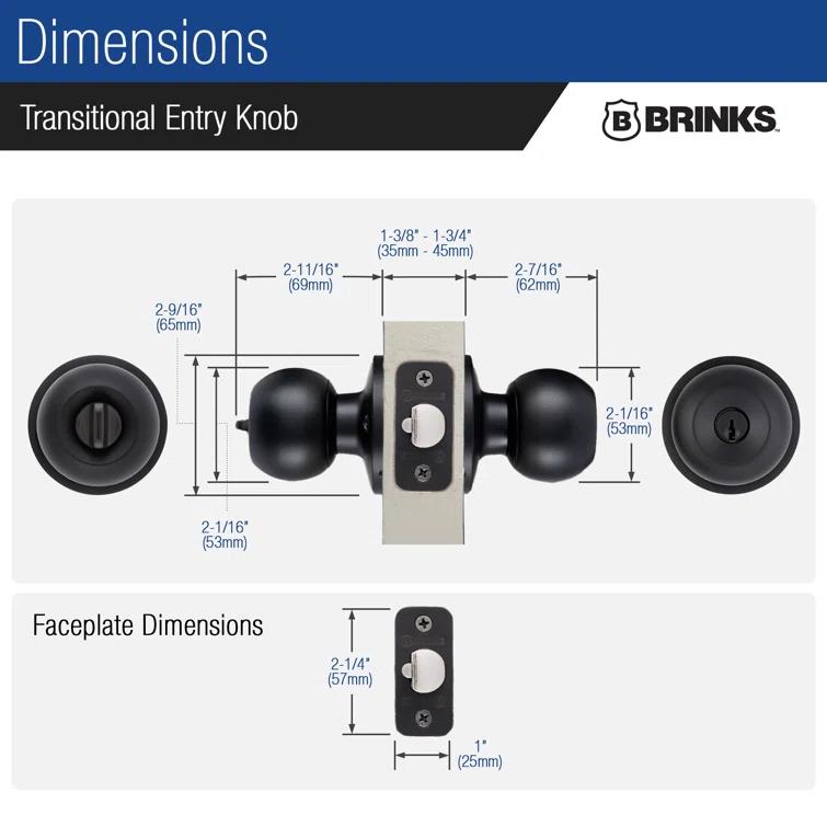Brinks Raleigh Series Keyed Entry Transitional Ball Knob