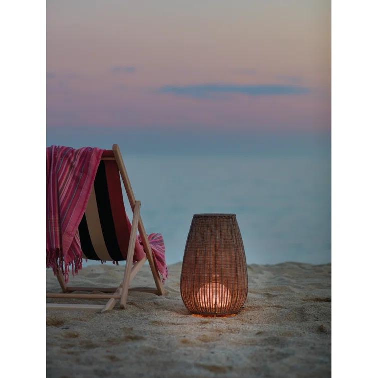 Rattan Brown Outdoor LED Floor Lamp with Handwoven Shade