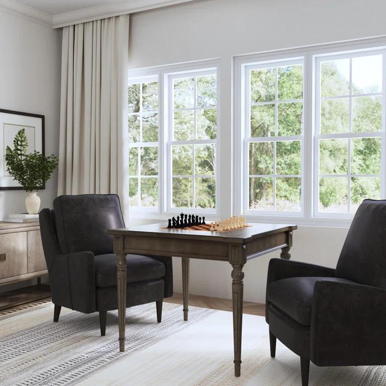 Versatile Square Multi-Game Table with Leather and Wood Accents