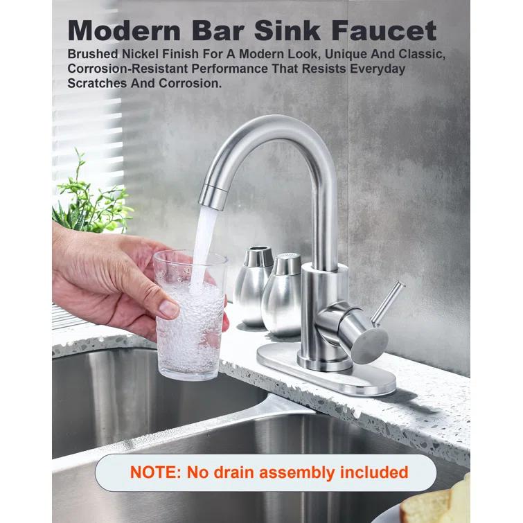 AVITAS TS14D05 Single Handle Stainless Steel Bar Kitchen Faucet With Swivel Spout And Deckplate