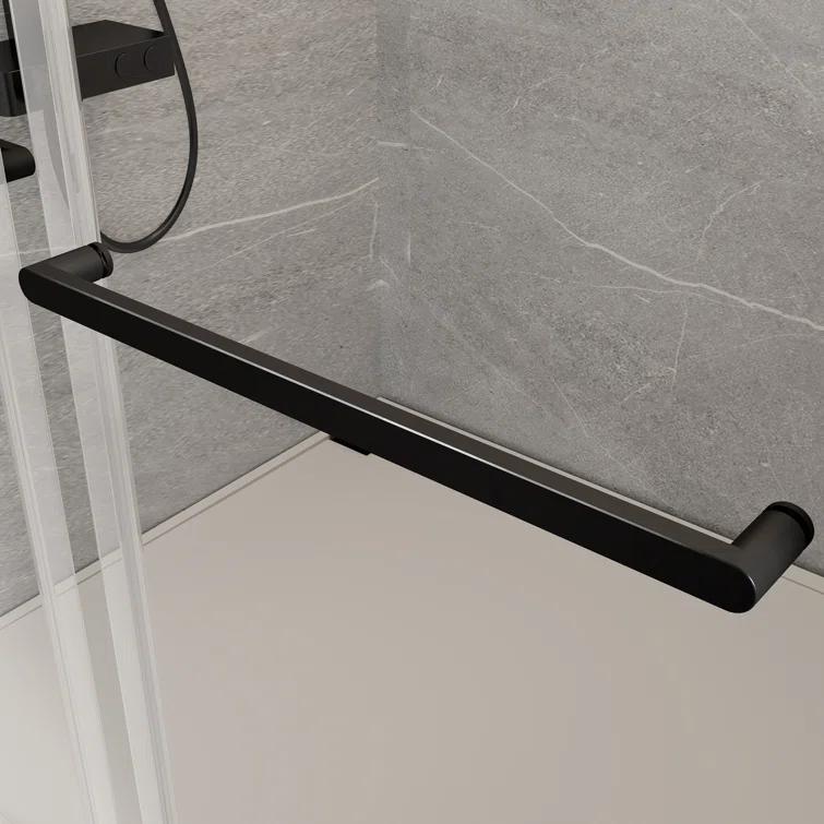LAWRENCE 56-60"W X 75"H Frameless Double Sliding Shower Door, 304 Stainless Steel In Matte Black, 5/16" (8Mm) Thick SGCC Tempered Clear Glass. | Wayfair