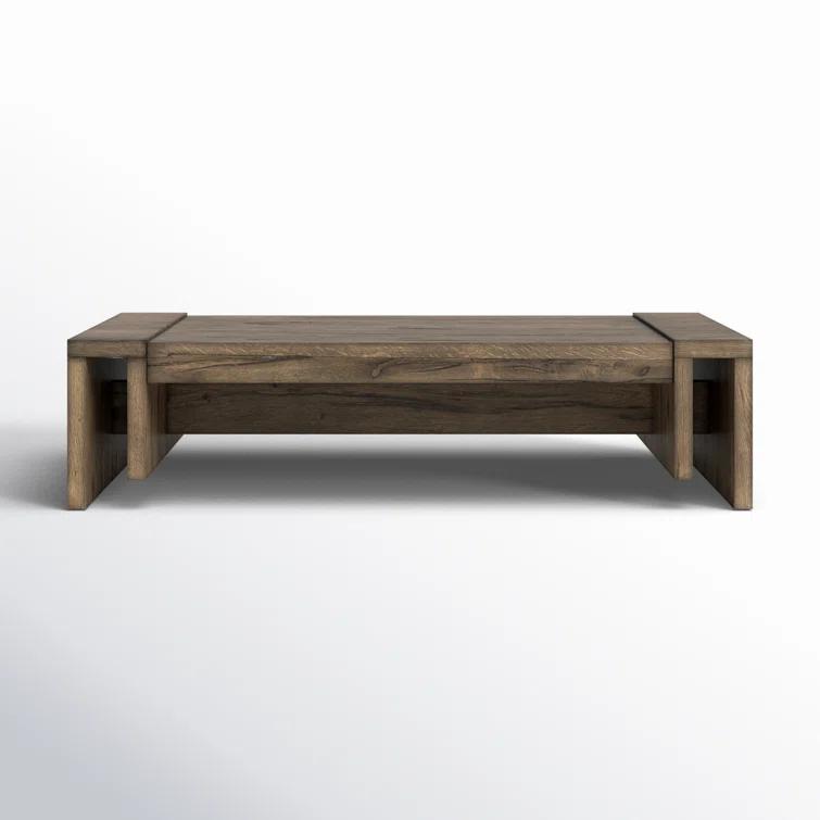 Rustic Fawn 60'' Rectangular Oak Veneer Coffee Table with Storage