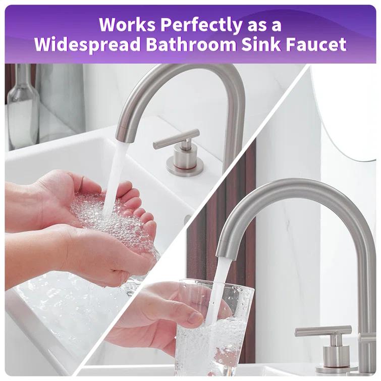 Widespread 2-handle Bathroom Faucet with Drain Assembly