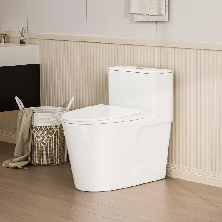 Modern Elongated Toilet, One Piece Toilet 1.0/1.6 GPF MaP 1000g Comfortable Chair Height Toilet