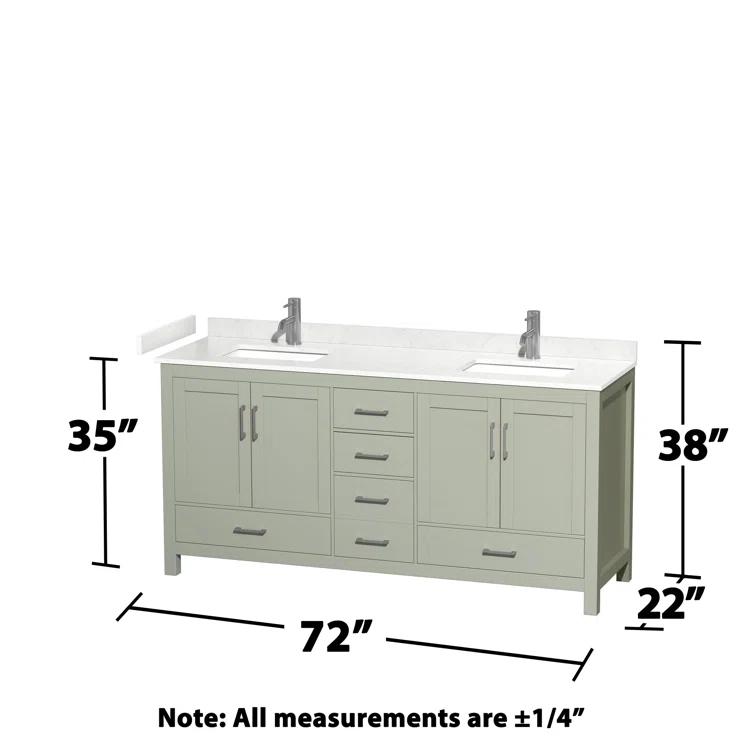 Wyndham Collection Sheffield 72" Freestanding Double Bathroom Vanity with Cultured Marble Top