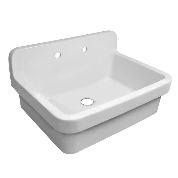 Whitehaus Collection 30" Front Apron Fireclay Kitchen Sink with High Back Splash & Faucet Drilling