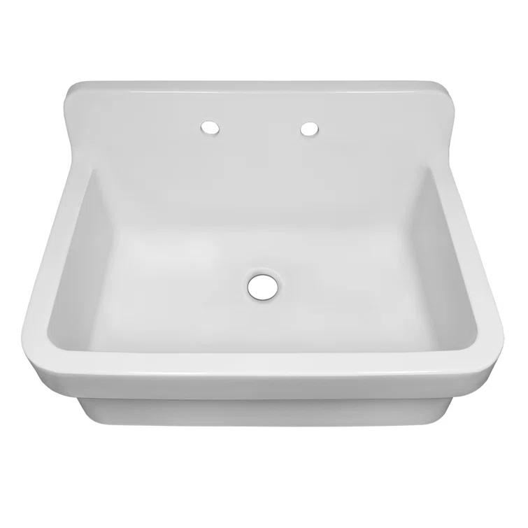 Whitehaus Collection 30" Front Apron Fireclay Kitchen Sink with High Back Splash & Faucet Drilling