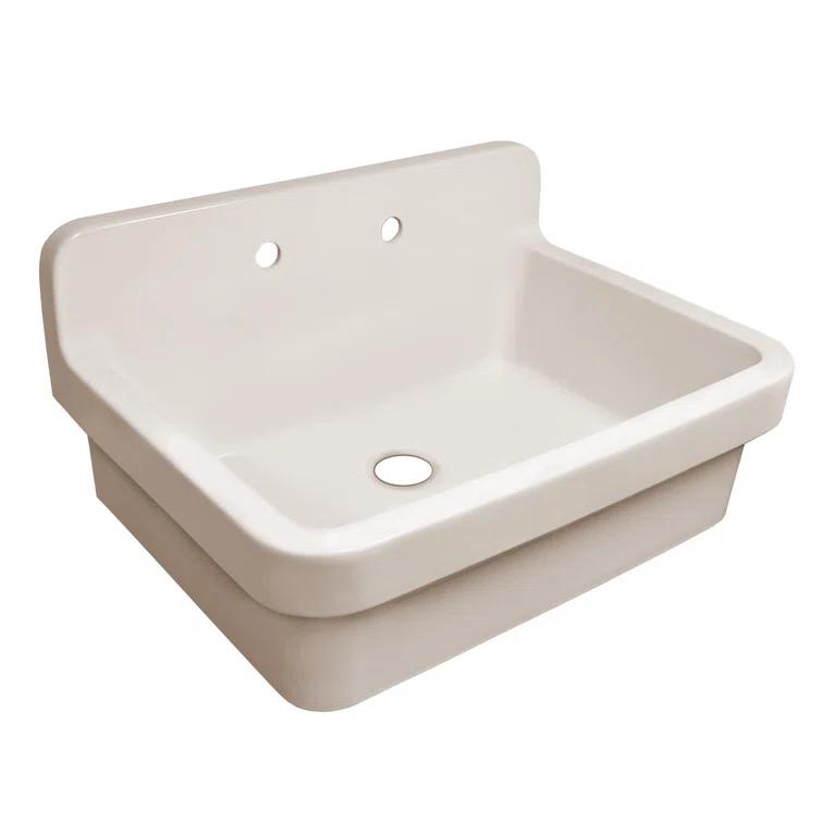 Whitehaus Old Fashioned Country Fireclay Utility Sink with High Backsplash