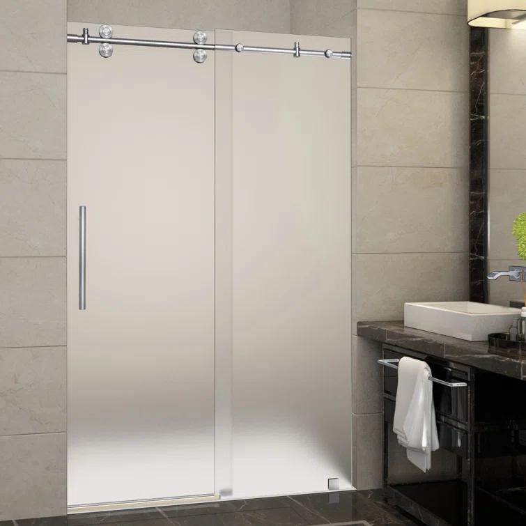 Langham 75" H Hinged Frameless Shower Door