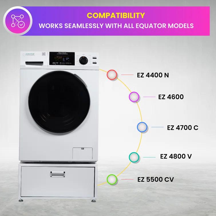 Equator Advanced Appliances Equator All-in-one Washer Dryer Ventless FULLY BUILTIN 0-CLEARANCE 1.62cf/15lbs 110V 1400RPM + Pedestal EZ 4700 C + PDL 4455 White