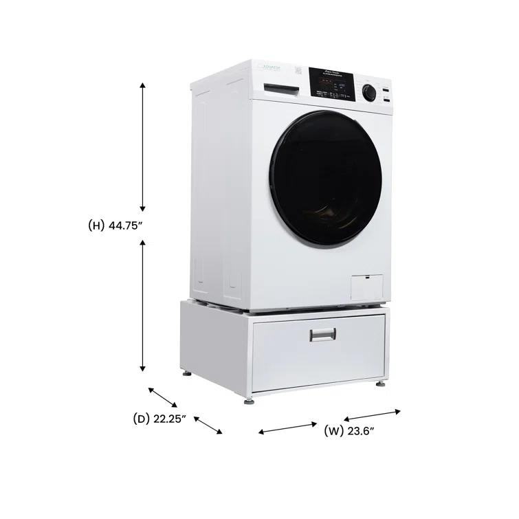 Equator Advanced Appliances Equator All-in-one Washer Dryer Ventless FULLY BUILTIN 0-CLEARANCE 1.62cf/15lbs 110V 1400RPM + Pedestal EZ 4700 C + PDL 4455 White