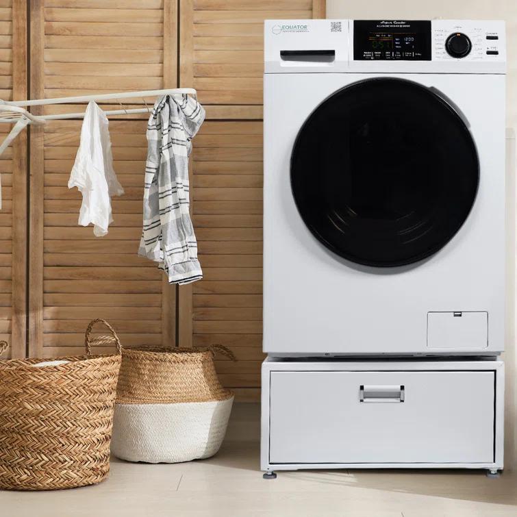 Equator Advanced Appliances Equator All-in-one Washer Dryer Ventless FULLY BUILTIN 0-CLEARANCE 1.62cf/15lbs 110V 1400RPM + Pedestal EZ 4700 C + PDL 4455 White
