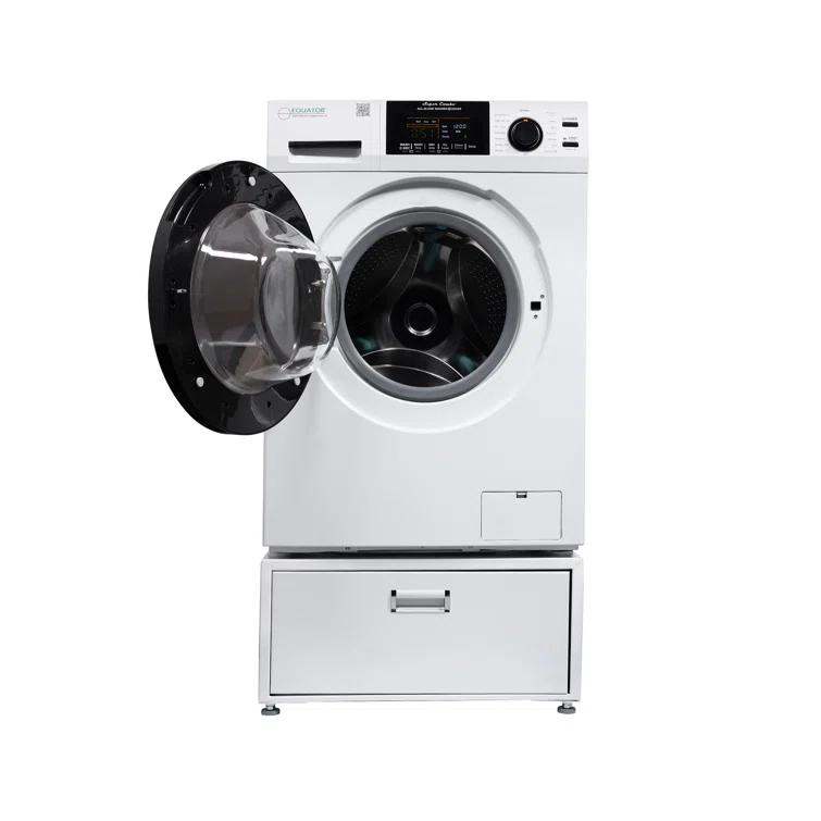 Equator Advanced Appliances Equator All-in-one Washer Dryer Ventless FULLY BUILTIN 0-CLEARANCE 1.62cf/15lbs 110V 1400RPM + Pedestal EZ 4700 C + PDL 4455 White