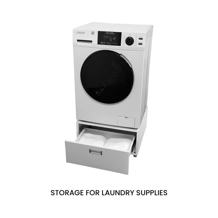Equator Advanced Appliances Equator All-in-one Washer Dryer Ventless FULLY BUILTIN 0-CLEARANCE 1.62cf/15lbs 110V 1400RPM + Pedestal EZ 4700 C + PDL 4455 White