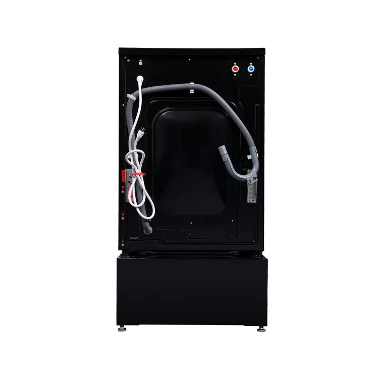 Equator Advanced Appliances All-in-one Washer Dryer Ventless FULLY BUILTIN 0-CLEARANCE 1.62cf/15lbs 110V 1400RPM with Pedestal EZ 4700 C + PDL 4455 Black