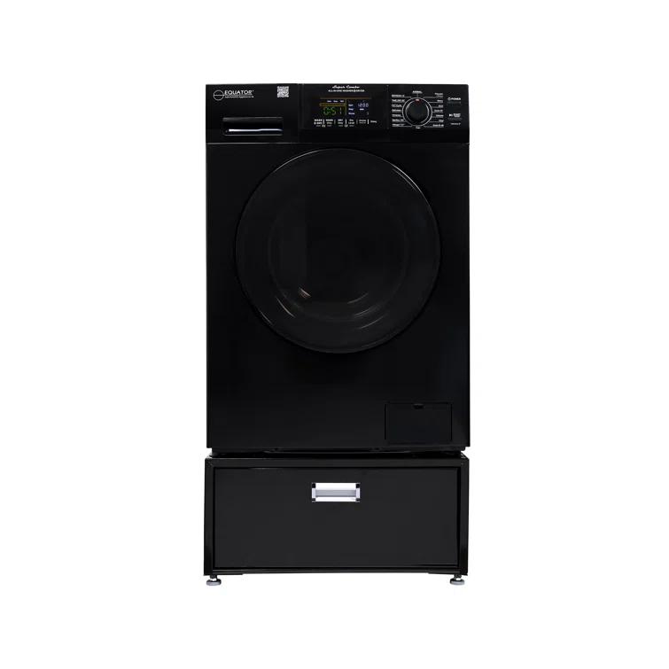 Equator Advanced Appliances All-in-one Washer Dryer Ventless FULLY BUILTIN 0-CLEARANCE 1.62cf/15lbs 110V 1400RPM with Pedestal EZ 4700 C + PDL 4455 Black
